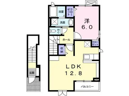 ロゼッタB(1LDK/2階)の間取り写真