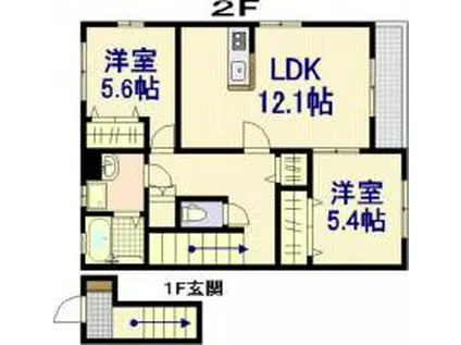 メープルコート(2LDK/2階)の間取り写真