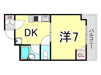 あゆみ六甲ハウス(1DK/2階)の間取り写真