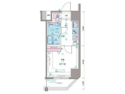 ガリシア新宿ノースII(1K/6階)の間取り写真