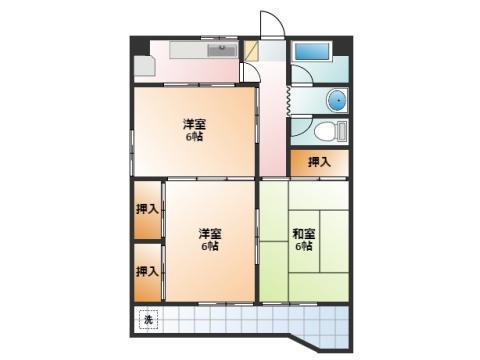 向陽ビル(3K/8階)の間取り写真