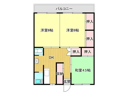 いんまビル(3DK/1階)の間取り写真