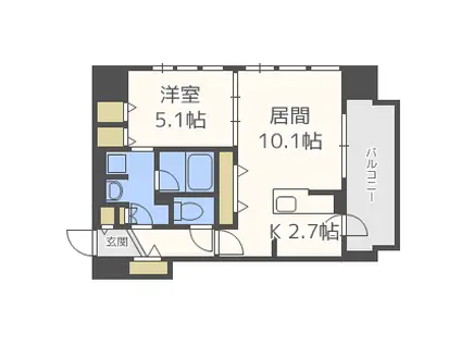 F中の島(1LDK/12階)の間取り写真
