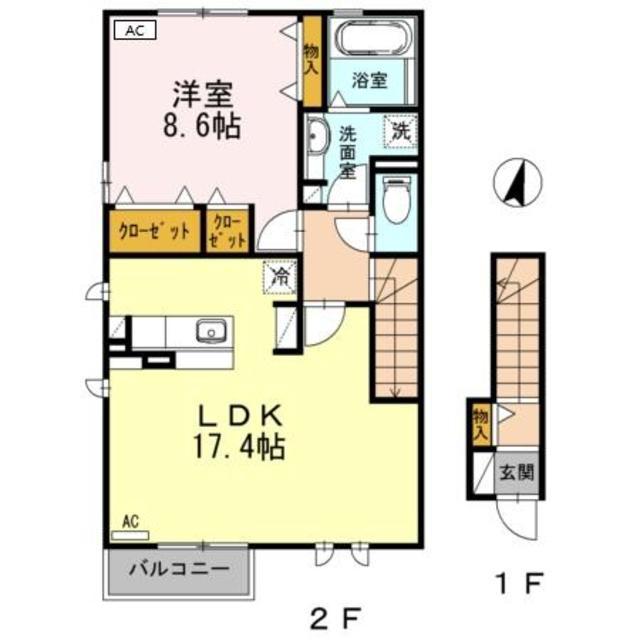 NEOS(1LDK/2階)の間取り写真