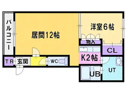 カントリーアヴェニュー(1LDK/2階)の間取り写真
