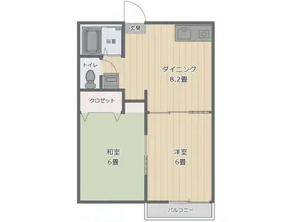 ハイム福王台(2DK/2階)の間取り写真