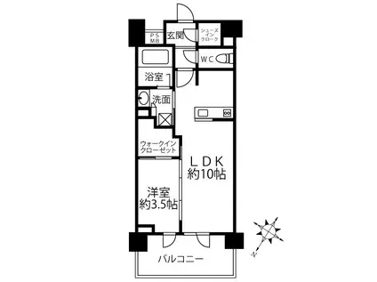 クリオラベルヴィ横濱サウス(1LDK/9階)の間取り写真