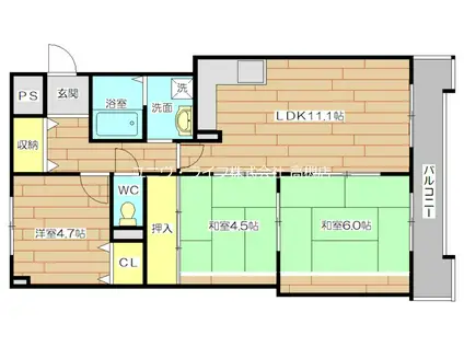 アーブルヴィレッジ(3LDK/4階)の間取り写真