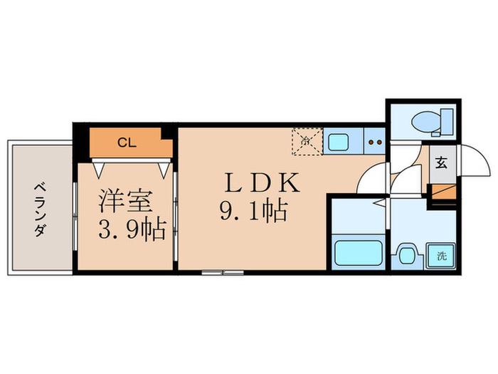 ジーメゾン大津横木ルイエル(1LDK/3階)の間取り写真