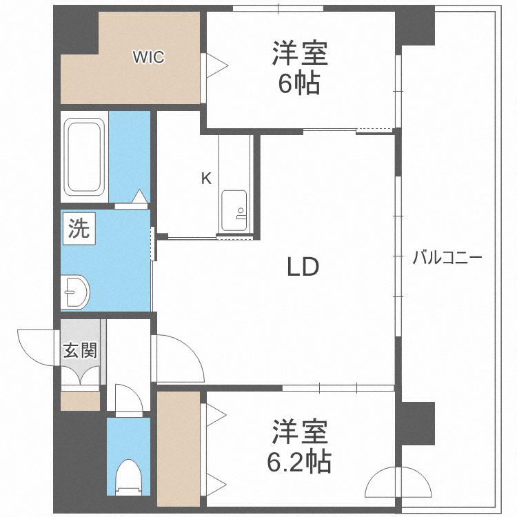 ロックヒルズ札幌(2LDK/7階)の間取り写真