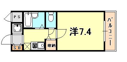 サテライト芦屋宮塚(1K/1階)の間取り写真