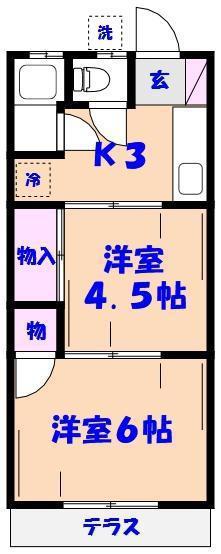 清和荘(2K/1階)の間取り写真