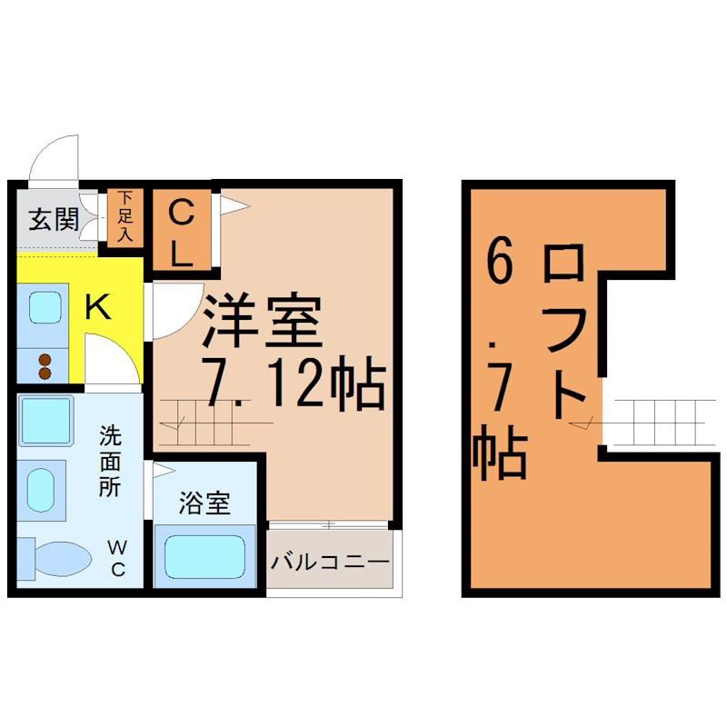 パルティーレ(1K/2階)の間取り写真