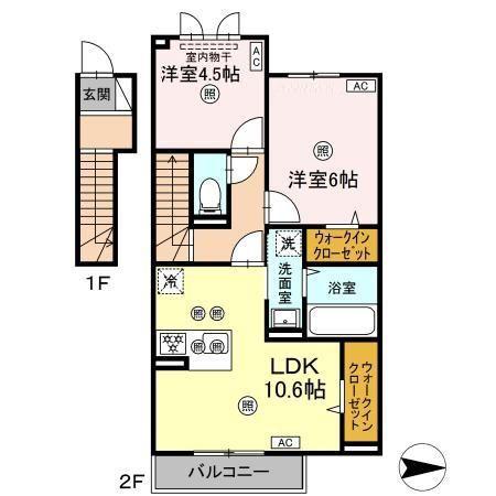 エトワリア(2LDK/2階)の間取り写真