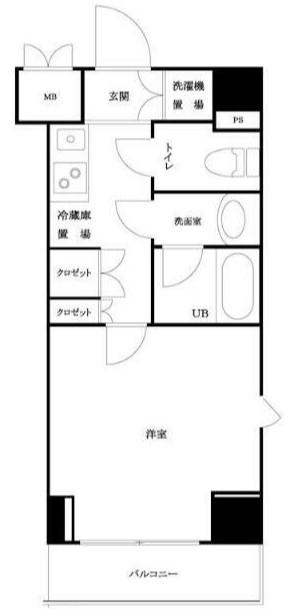 ルーブル三田(1K/8階)の間取り写真