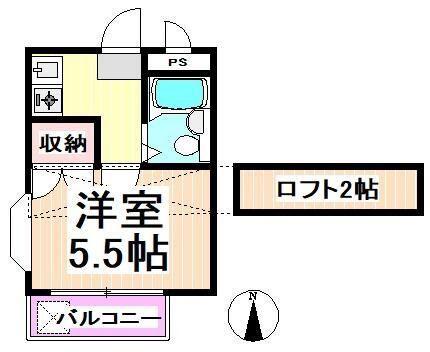 マジェスティック・レジデンス(1K/2階)の間取り写真