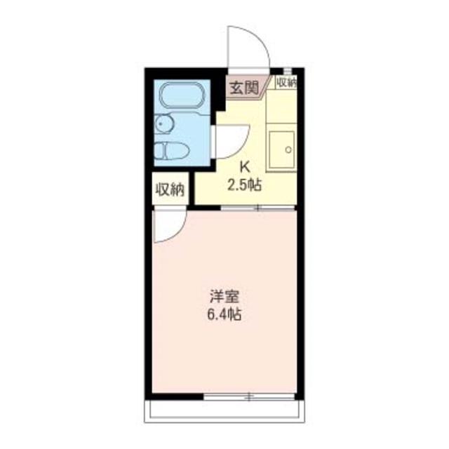ヒルズ三ツ沢(1K/2階)の間取り写真