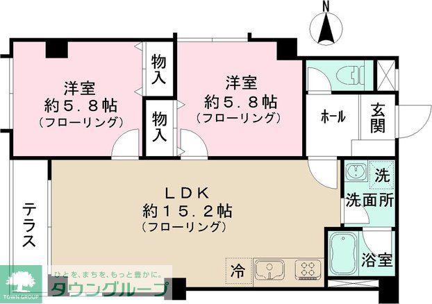 三井フラット(2LDK/1階)の間取り写真