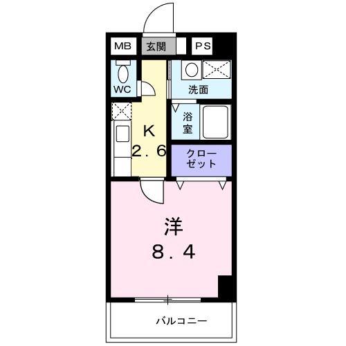 ベルフルール・エヌエス(1K/3階)の間取り写真