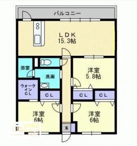 エリヴェール道後(3LDK/7階)の間取り写真