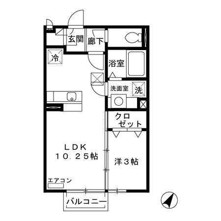 ルミエールF(1LDK/1階)の間取り写真