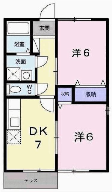 メゾンソレイユII(2DK/1階)の間取り写真