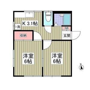 フレンドハイツ(2K/1階)の間取り写真