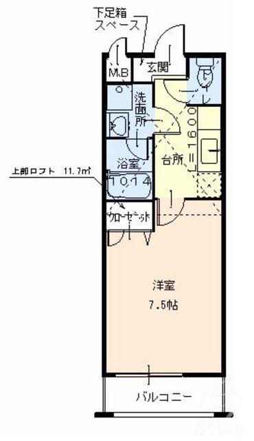 ポプラーレ狭山(1K/2階)の間取り写真
