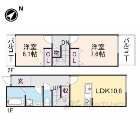 銀閣寺 麓庵(2LDK/1階)の間取り写真