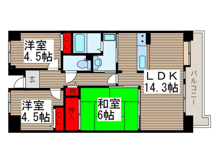 TS GARDEN 清瀬(3LDK/2階)の間取り写真
