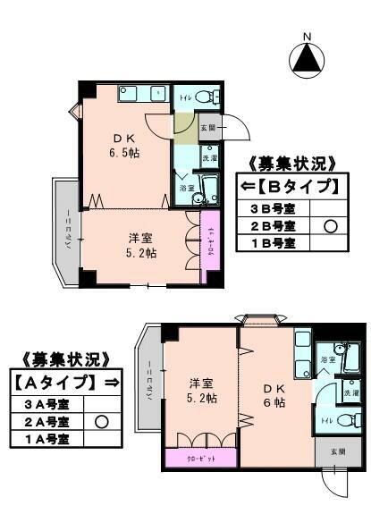 グレイセスヒカリ(1DK/2階)の間取り写真