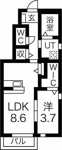 フォレストヒル国見(1LDK/1階)の間取り写真