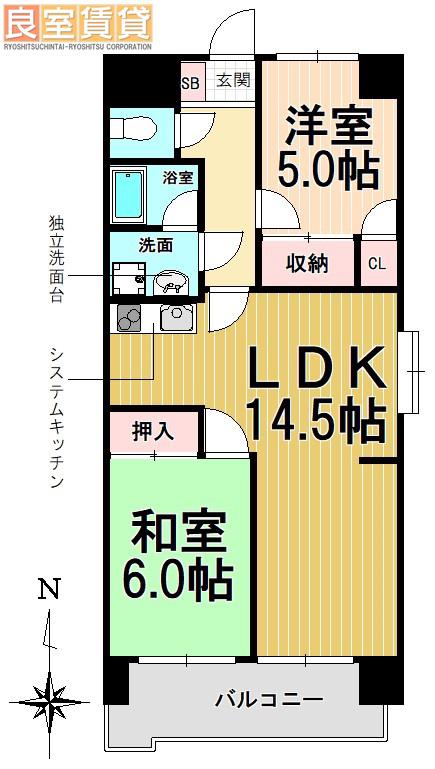 ジュフク松本(2LDK/10階)の間取り写真