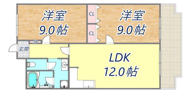 西宮ニューコーポ(2LDK/4階)の間取り写真