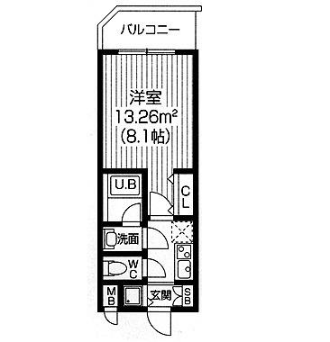 S-RESIDENCE福島LUXE(1K/3階)の間取り写真