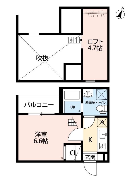 T.A.東山町IIC棟(1K/2階)の間取り写真