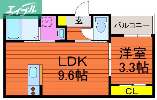 REGALEST NISHIZAKI(1LDK/3階)の間取り写真