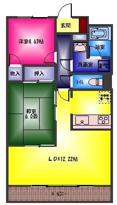 メゾン・ド・ファミーユ(2LDK/3階)の間取り写真