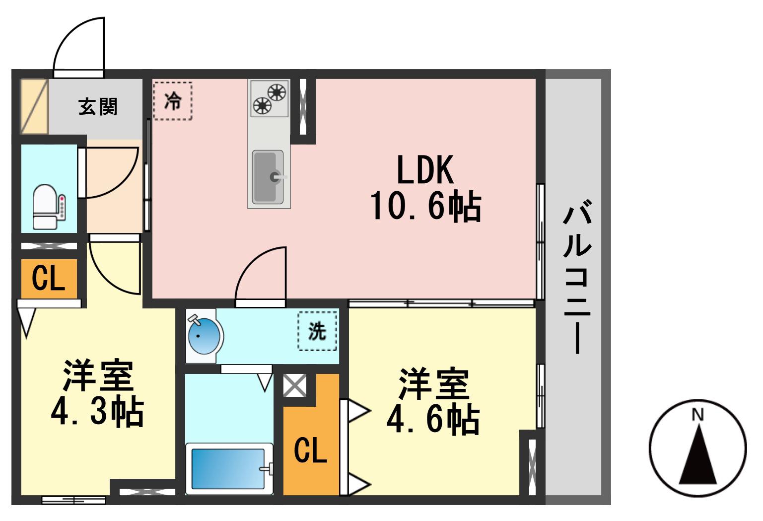 セレスティア新小岩(2LDK/3階)の間取り写真
