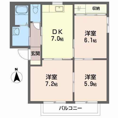 ファミールプラザA(3K/2階)の間取り写真
