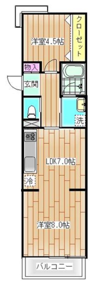 サンフォートASO(2LDK/2階)の間取り写真