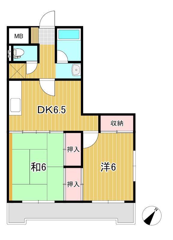 三協ビル(2DK/4階)の間取り写真