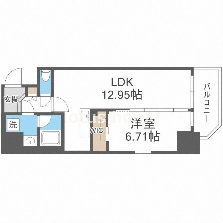 プレジオ鎗屋町(1LDK/4階)の間取り写真