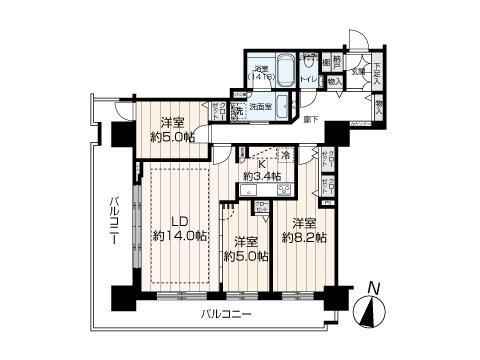 プレミストタワーズ札幌苗穂ブライトゲート(3LDK/14階)の間取り写真
