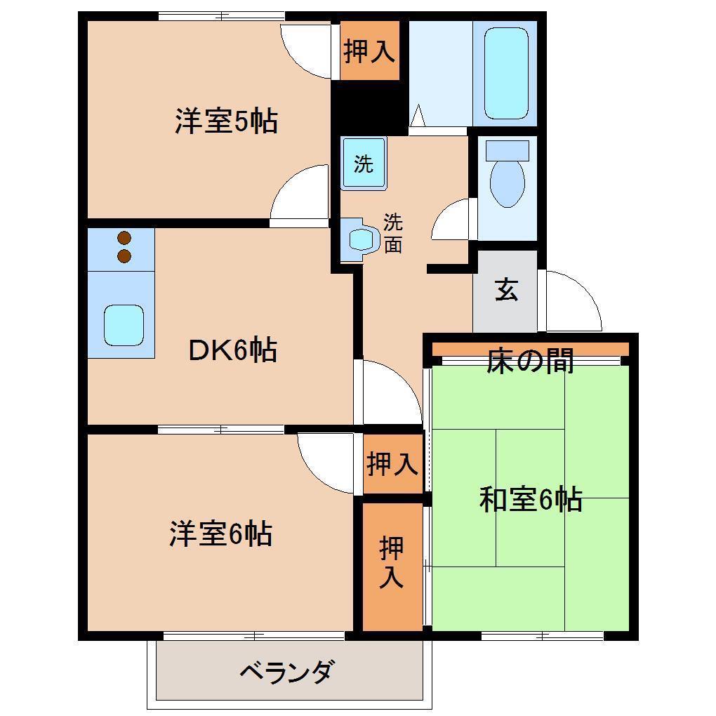 ローゼヒダカC(3DK/2階)の間取り写真