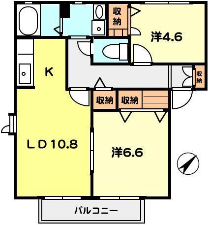 SHAMAISON カーサソレアードII(2LDK/1階)の間取り写真