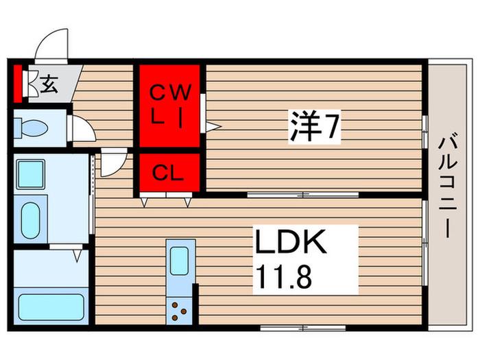 クレール高栄(1LDK/1階)の間取り写真