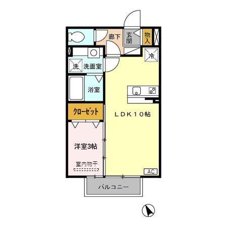 フェリックスB(1LDK/2階)の間取り写真