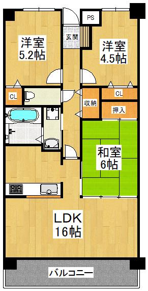 ライオンズマンション大阪狭山壱番館(3LDK/10階)の間取り写真