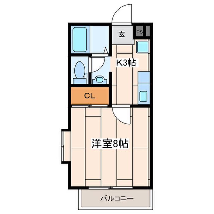 ラヴァンヴェール(1K/2階)の間取り写真
